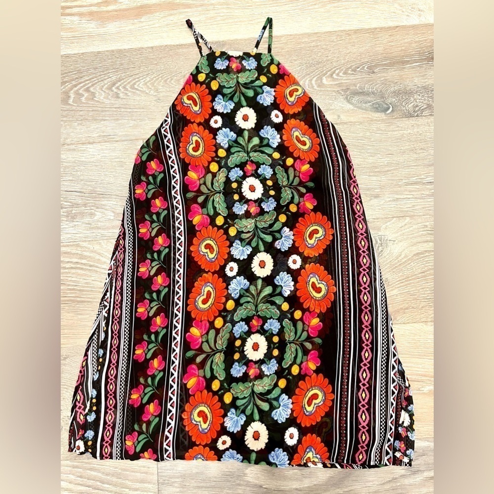 Show Me Your Mumu Byron Mexicali Multi Print Mini Chiffon Dress Size Medium - Picture 8 of 12